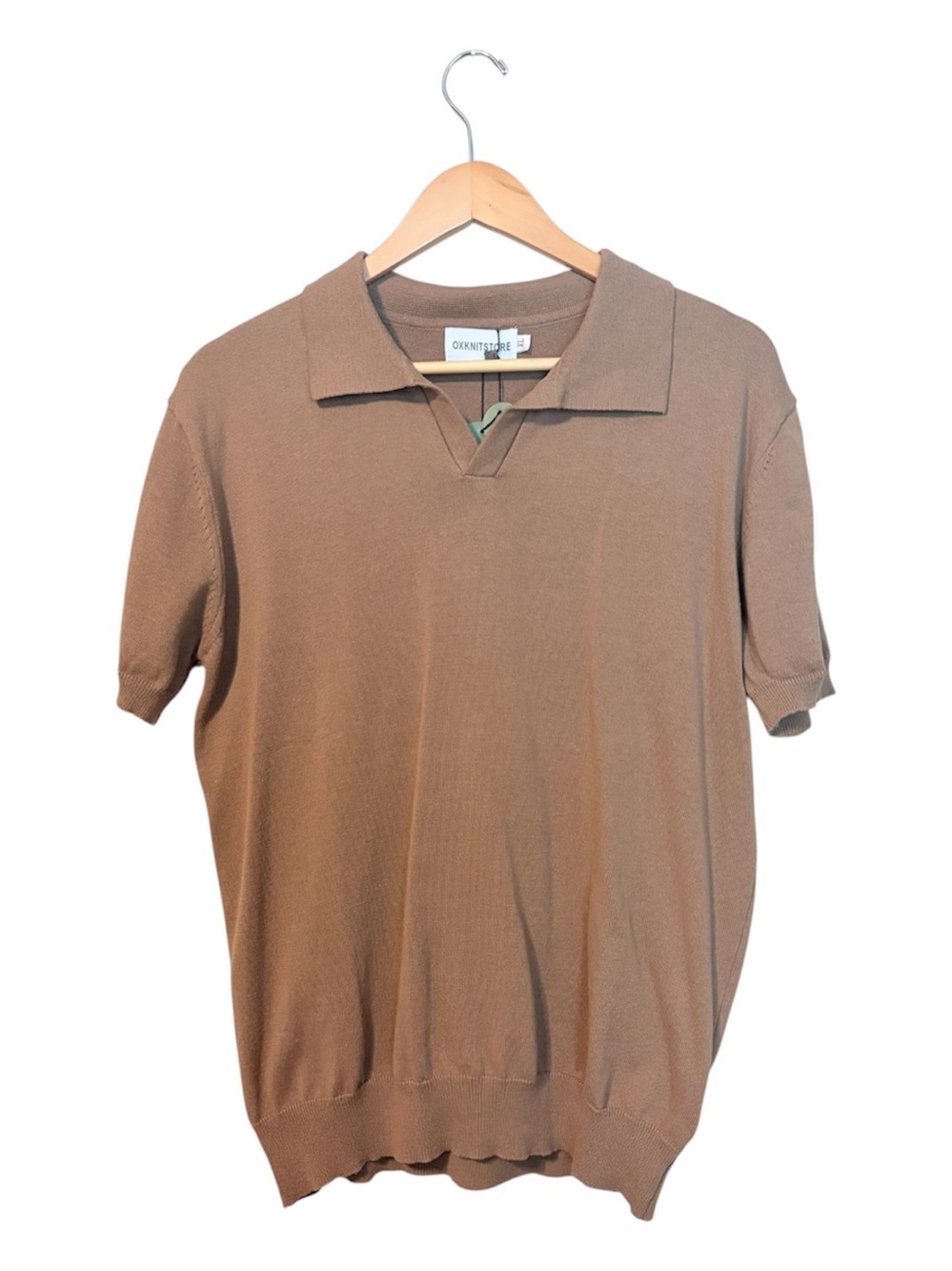 OXKNIT Men’s XL Brown Knit Polo Sweater Shirt NWT Retro Old Money